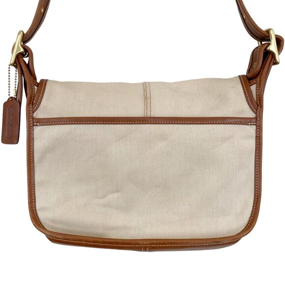 Coach Canvas Leather Cream Brown Bag - Picture 6 of 9